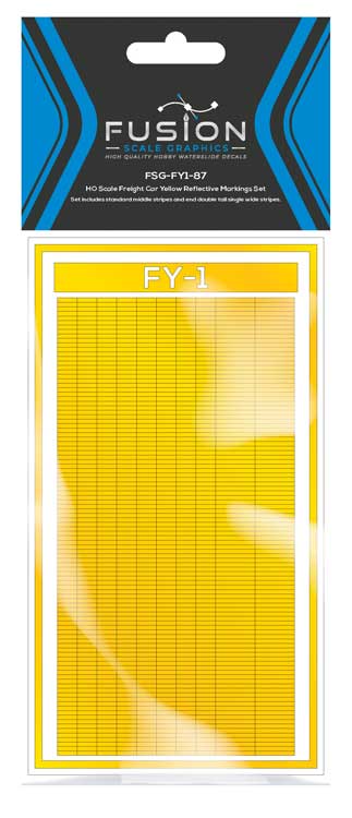 Fusion Scale Graphics HO FY1-87 Railroad Freight Car Yellow Reflective Markings Set