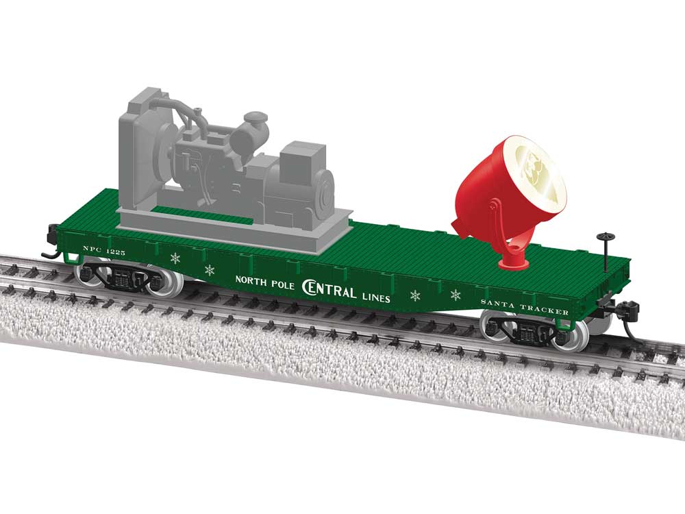 PREORDER Lionel HO 2-654020 Searchlight Car, North Pole Central #1225 (Christmas, Santa Tracker, green, gray, red, white)