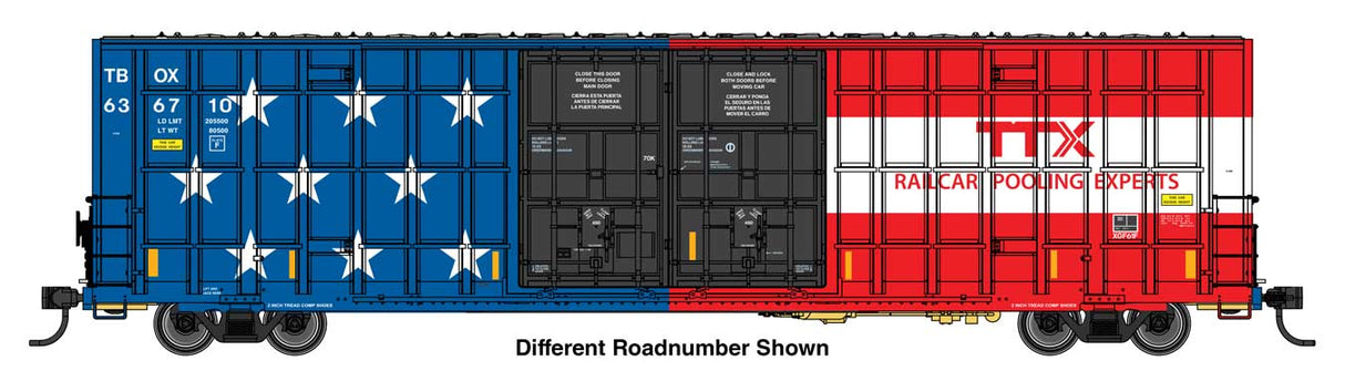 PREORDER Walthers Mainline HO 910-3152 60' High Cube Plate F Horizontal Post Boxcar, 250th Anniversary TTX #636707