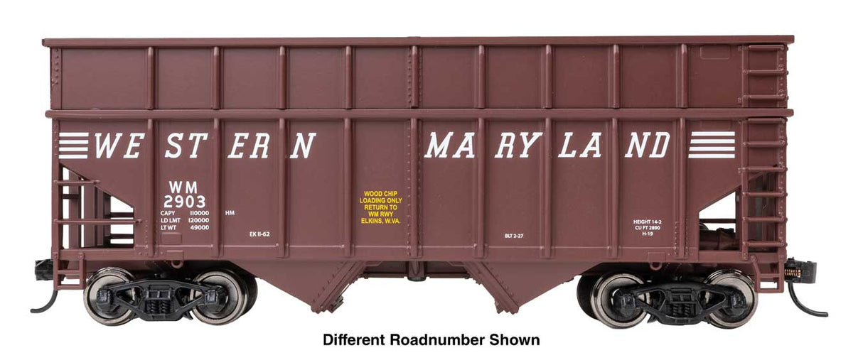 PREORDER Walthers Mainline HO 910-6822 36' Wood Chip Hopper, Western Maryland #2909 (Boxcar Red)