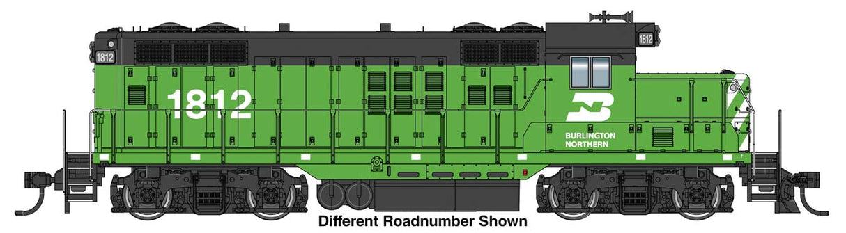PREORDER Walthers Mainline HO 910-20508 EMD GP9 Phase II with Chopped Nose, ESU Locomotive Burlington Northern #1819