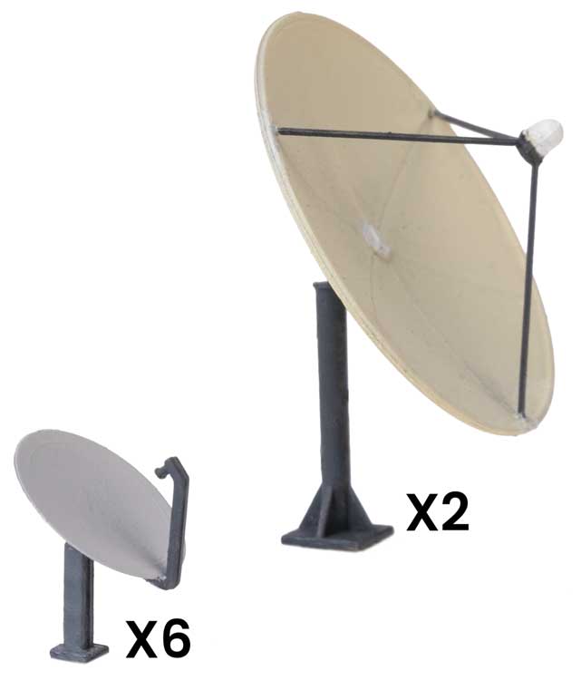 PREORDER Walthers (SceneMaster) HO 949-4209 Satellite Dishes Kit, 6 Small and 2 Large