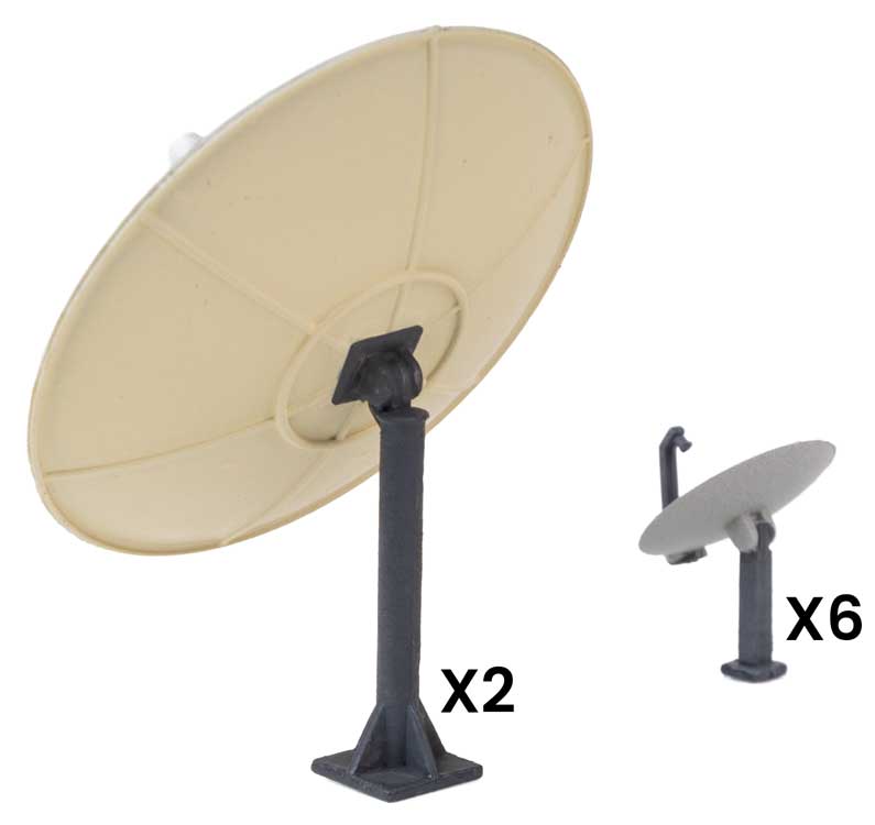 PREORDER Walthers (SceneMaster) HO 949-4209 Satellite Dishes Kit, 6 Small and 2 Large