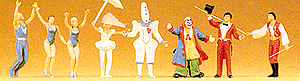 Preiser HO 614 Circus Figures, Ring Master, Clowns (2), Animal Trainer, Acrobats (4)