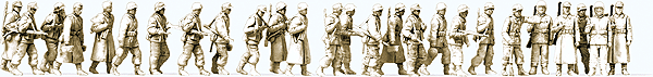 Preiser HO 16609 WWII Germany Unpainted Figure Set Kit, Walking Infantry in Winter (26)