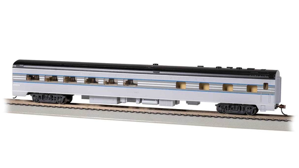 Bachmann Trains HO 14809 85' Smooth-Side Diner, Lighted, New York Central #685 (1938 20th Century Ltd. Scheme, 2-Tone Gray, blue)
