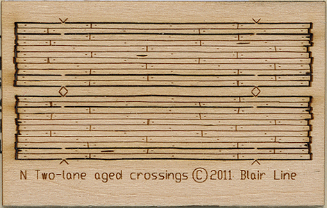 Blair Line N 20 Wood Grade Crossing Kit, Laser-Cut Wood Kit, Rough-Cut Two Lane (2) 1-13/16" Long