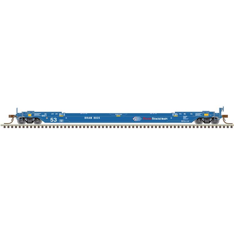 Atlas N 50007051 53' Rebuilt Well Car, Master, Pacer Stacktrain BRAN #8035 (Fantasy Collector Scheme, blue, white, red)