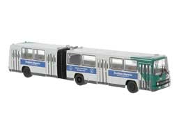PREORDER Brekina HO 59745 1985 Ikarus 280.02 Articulated Bus, Assembled, Potsdam, Germany (white, green, blue, Frankfurter Ad, German Lettering)