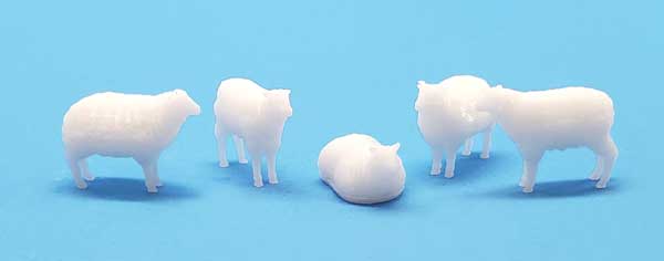 All Scale Miniatures HO 870963 Sheep, Unpainted 3D Printed Figures (5)