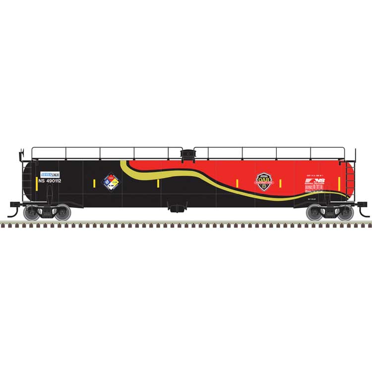 PREORDER Atlas HO 20007893 ACF 33,000-Gallon Tank Car, Master, Norfolk Southern Safety Train #490111 (black, gold, red)