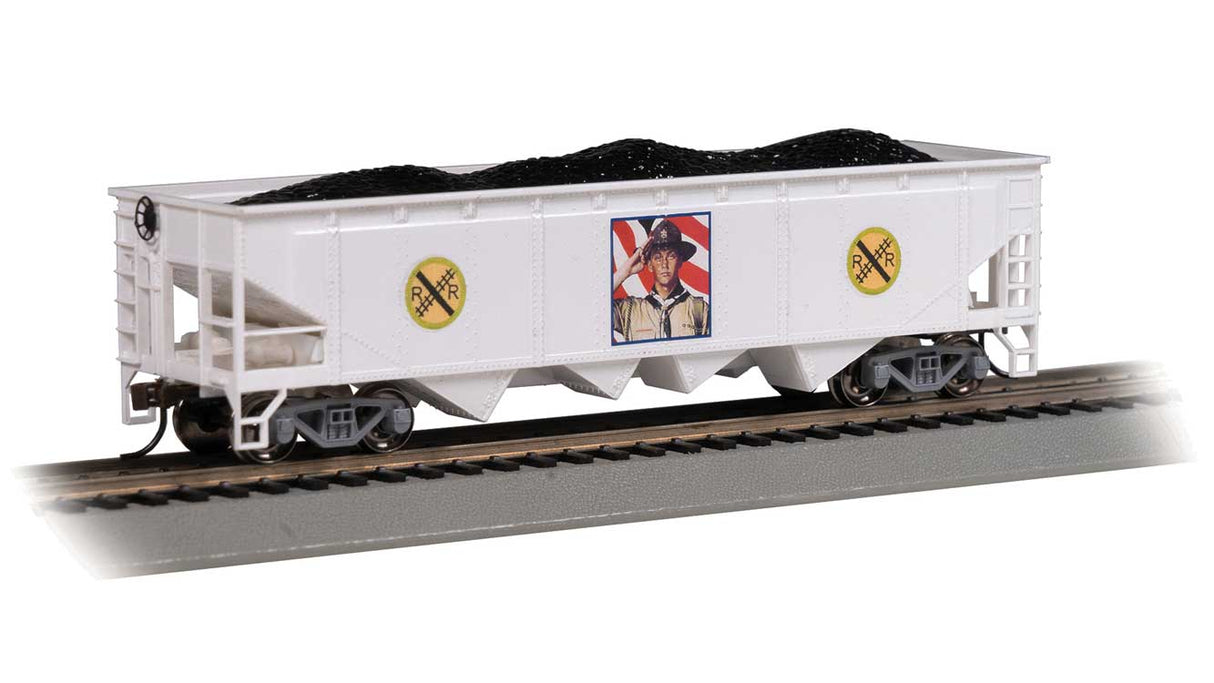 Bachmann Trains HO 17629 40' Quad Hopper, Silver Series, Boy Scouts of America (Merit Badge, white, yellow)