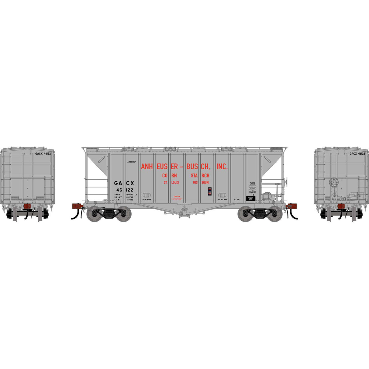 PREORDER Athearn Genesis HO ATHG-3169 GEN GATC 2600 Airslide Covered Hopper- Late, GACX #46122