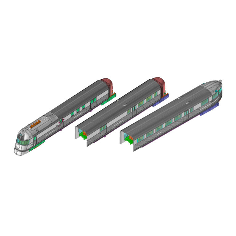 PREORDER Kato N 106-101-1 Pioneer Zephyr Set with Lights, Chicago Burlington & Quincy (3-Pack)