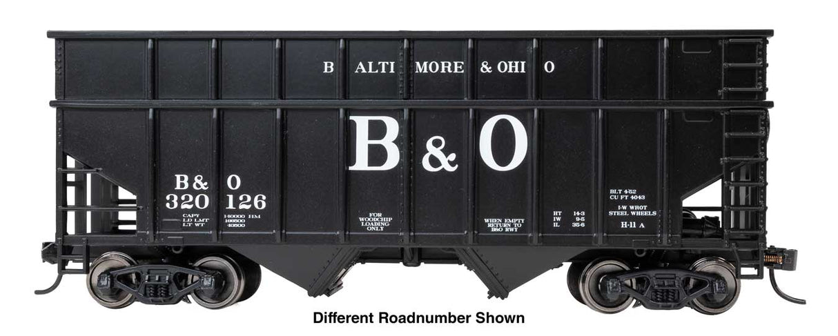 PREORDER Walthers Mainline HO 910-6812 36' Wood Chip Hopper, Baltimore & Ohio #320130 (black, Billboard B&O)