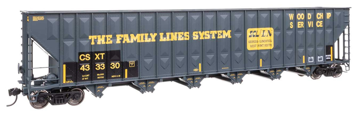 PREORDER Walthers Mainline HO 910-56378 73' Greenville 7,000 Cubic Foot Wood Chip Hopper, CSX #433330 (Patched Family Lines L&N/FLS)