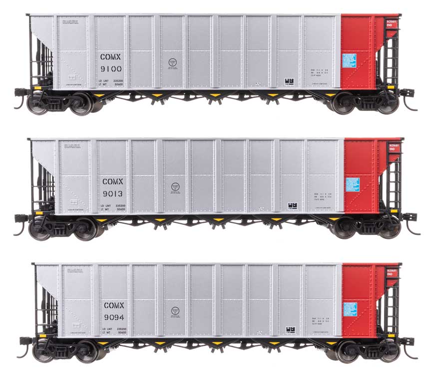 Walthers Mainline HO 910-56873 50' RD-4 Hopper 3-Pack, Commonwealth Edison COMX #9013, 9094, 9100