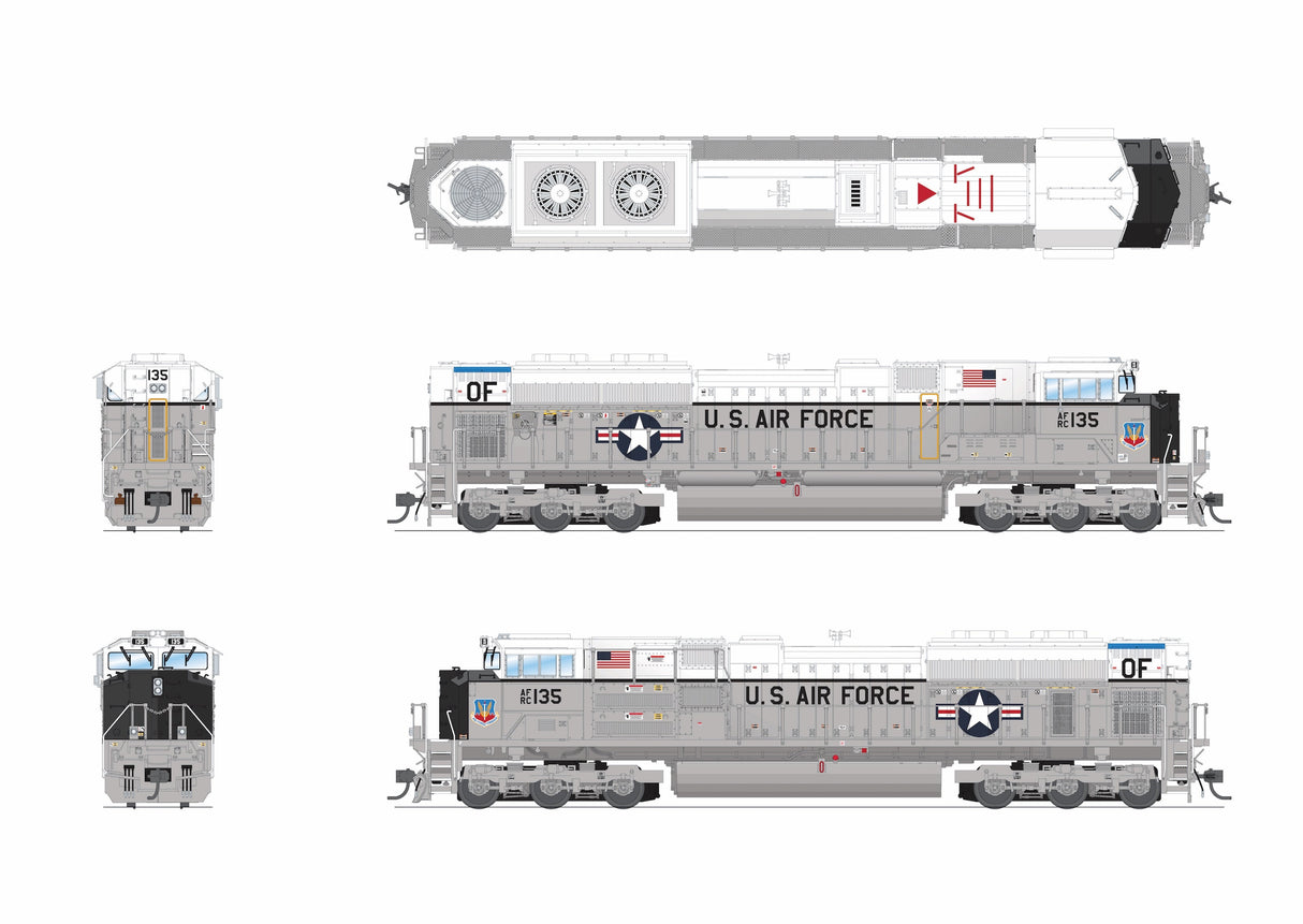 PREORDER Broadway Limited Imports HO 10443 EMD SD70ACe, US Air Force #135 Fantasy Paint, Paragon4 Sound/DC/DCC