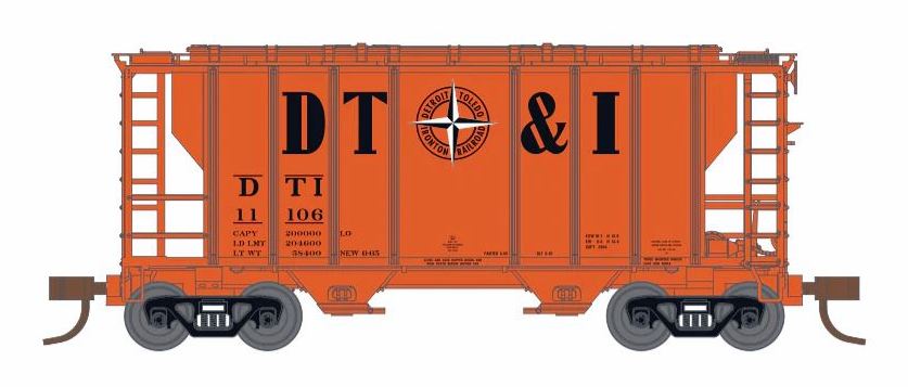 Athearn N 17250 PS-2 2600 Covered Hopper, Detroit Toledo and Ironton #11116