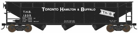 PREORDER Bowser HO 44152 70-Ton Offset 3-Bay Hopper, Toronto, Hamilton & Buffalo #1222 (black, Full Lettering, Bowtie Logo)