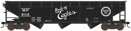 PREORDER Bowser HO 44124 70-Ton Offset 3-Bay Hopper, Missouri Pacific #61110 (black, Eagles Slogan)