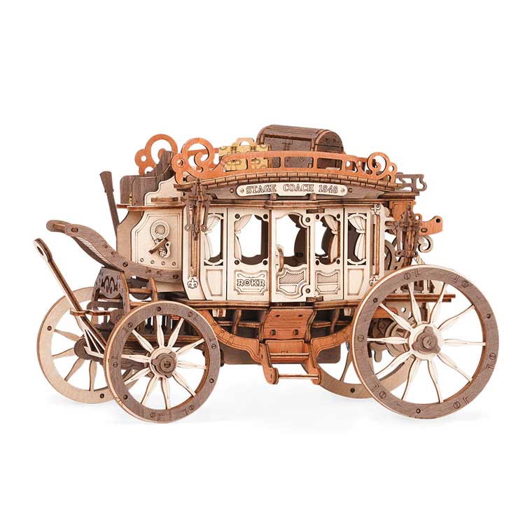 Robotime AMKA1 ROKR Stagecoach Mechanical Music Box Kit, 3D Puzzle
