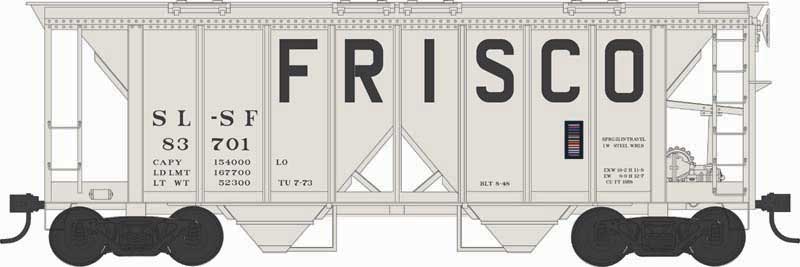 Bowser HO 43262 70-Ton 2-Bay Covered Hopper, Frisco #83701