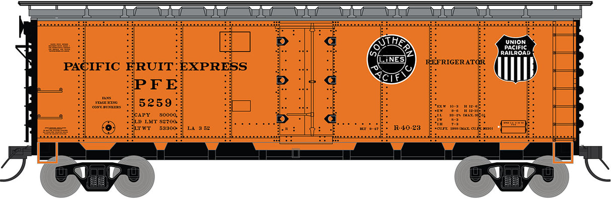 PREORDER Intermountain HO 45532-37 R-40-23 40' Steel Ice Reefer, Pacific Fruit Express #5259