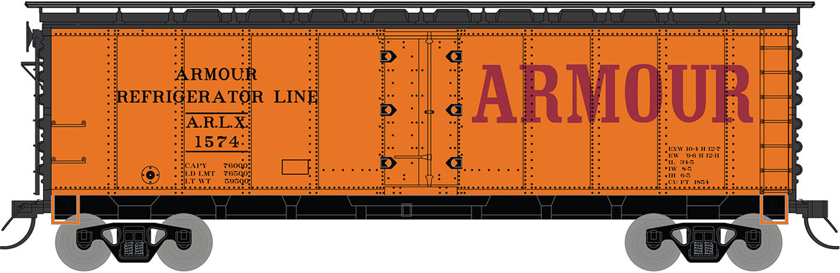 PREORDER Intermountain HO 45544-04 R-40-23 40' Steel Ice Reefer, Armour Refrigerator Line #1198