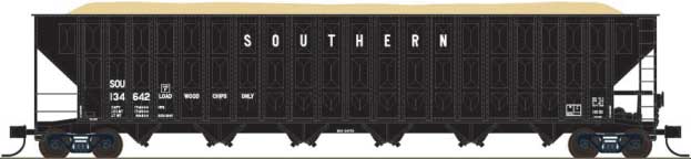 PREORDER Trainworx N 2703511 Greenville 7000-Cubic Foot Wood Chip Hopper, Southern Railway #134673 (black, white, no conspicuity striping)