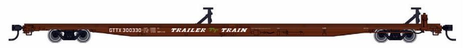 Walthers Mainline HO 910-5551 85' General American G85 Flat Car, TTX (GTTX/Brown) #300330