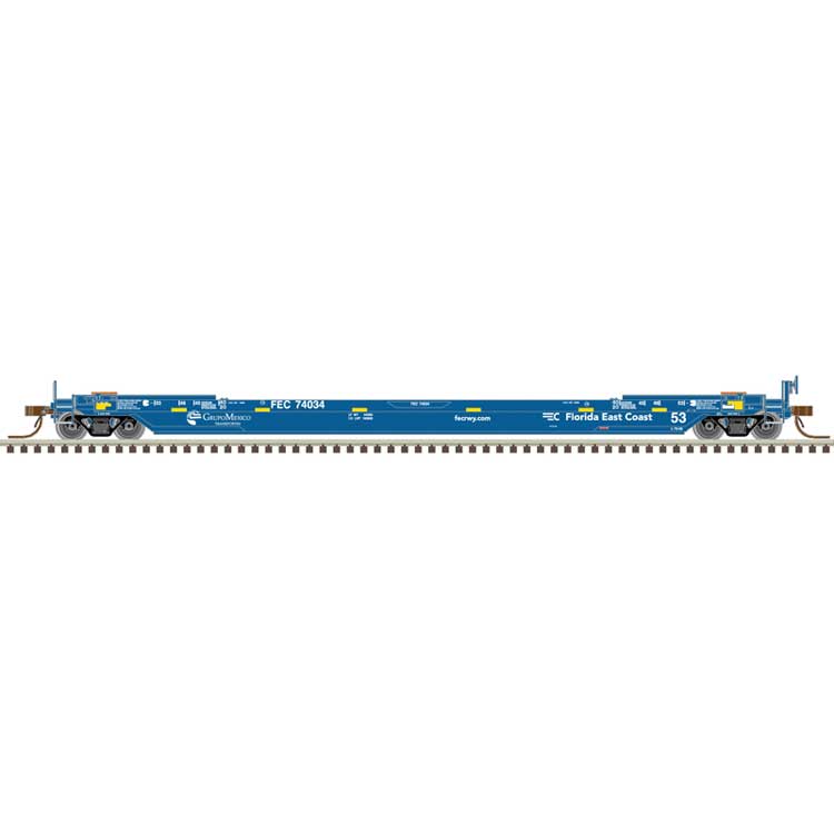 Atlas N 50007036 53' Rebuilt Well Car, Master, Florida East Coast #74096 (blue, white, Grupo Mexico Logo)