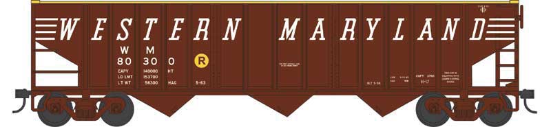 PREORDER Bowser HO 43494 70-Ton 14-Panel 3-Bay Hopper, Western Maryland #80358 (Boxcar Red, Speed Lettering)