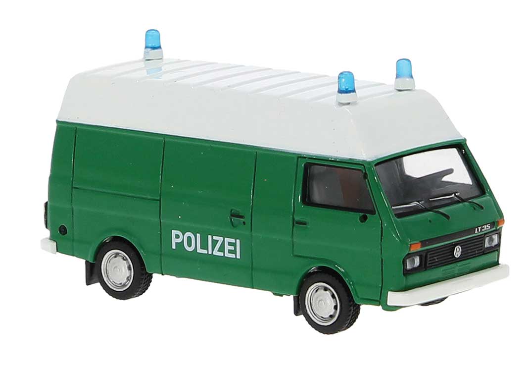 PREORDER Brekina HO 34951 Volkswagen LT 45 Cargo Van, Assembled, Police (green, white, German Lettering)