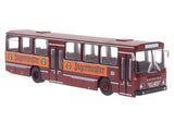 PREORDER Brekina HO 59268 Bussing 120N Bus, Assembled, German Federal Railroad DB (maroon, orange, Jagermeister Ad, German Letterin