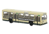 PREORDER Brekina HO 59157 Bussing BS 110V Bus, Assembled, Gottingen, Germany (beige, black, Karstadt Ad, German Lettering)