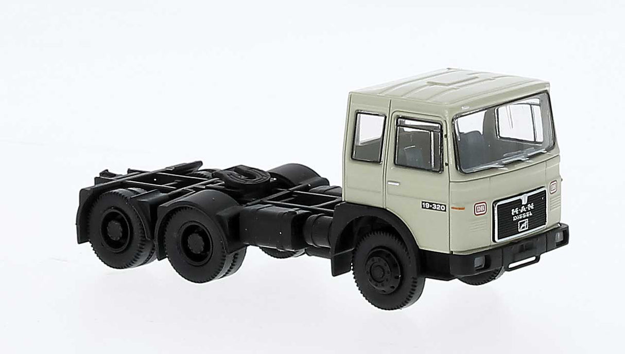 PREORDER Brekina HO 78161 Roman Diesel 3-Axle Tractor Only, Assembled, German Federal Railroad DB (gray, black, German Lettering)