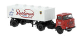 PREORDER Brekina HO 71213 1965 IFA W 50 Tractor with Beer Tank Trailer, Assembled, Radeberger Bier (red, white, German Lettering)