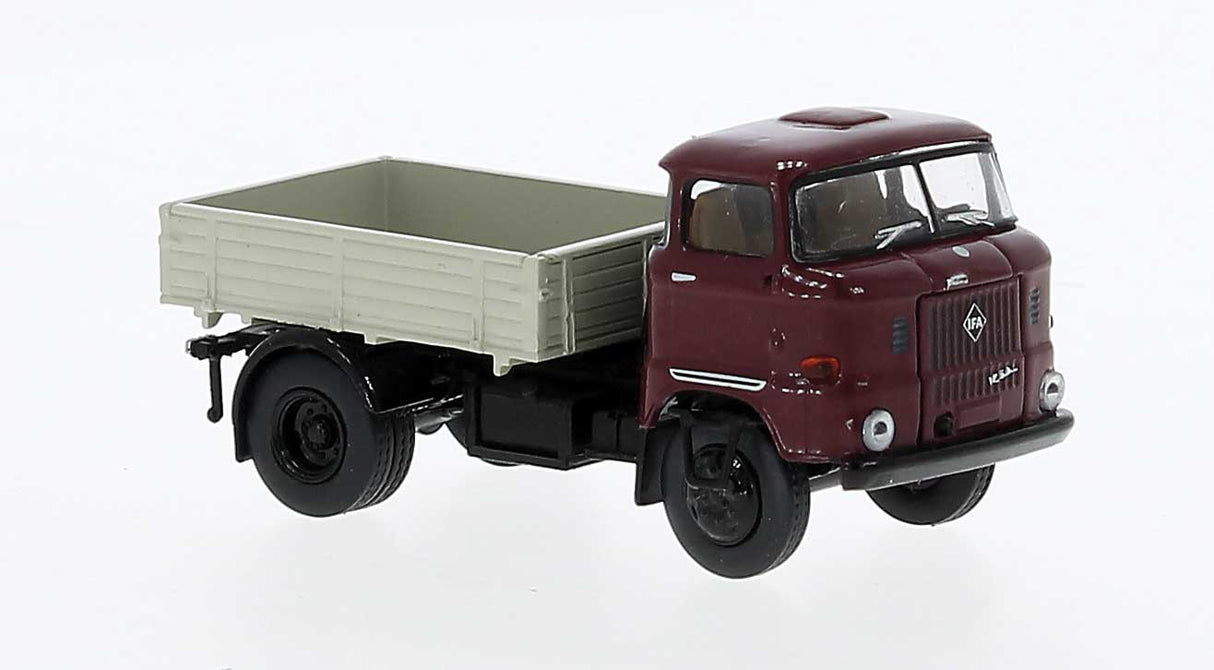 PREORDER Brekina HO 71256 1965 IFA W 50 Zugmaschine Low-Side Truck, Assembled, BVB (blue, gray, German Lettering)