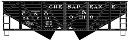 PREORDER Accurail HO 81862 55-Ton Wood-Side 2-Bay Hopper Kit, Chesapeake & Ohio #54736 (black)