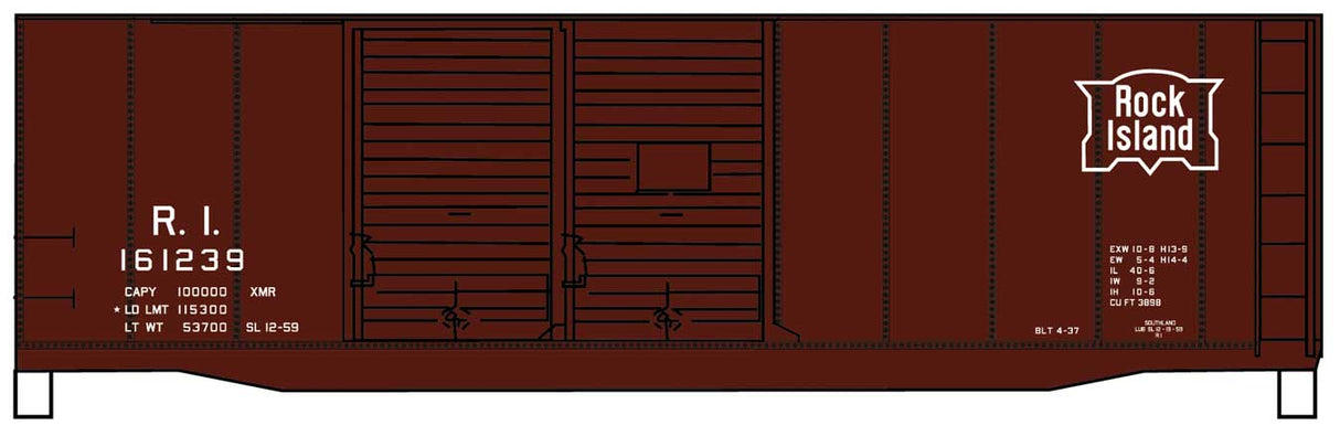 Accurail HO 3643 AAR 40' Double-Door Boxcar Kit, Rock Island 161239 (Boxcar Red)