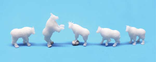 All Scale Miniatures HO 870964 Unpainted 3D-Printed Figures, Mountain Goats (Assorted) (5)