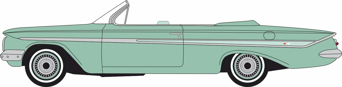 PREORDER Oxford Diecast HO 87CI61007 1961 Chevy Impala Convertible, Top Down | 16.16