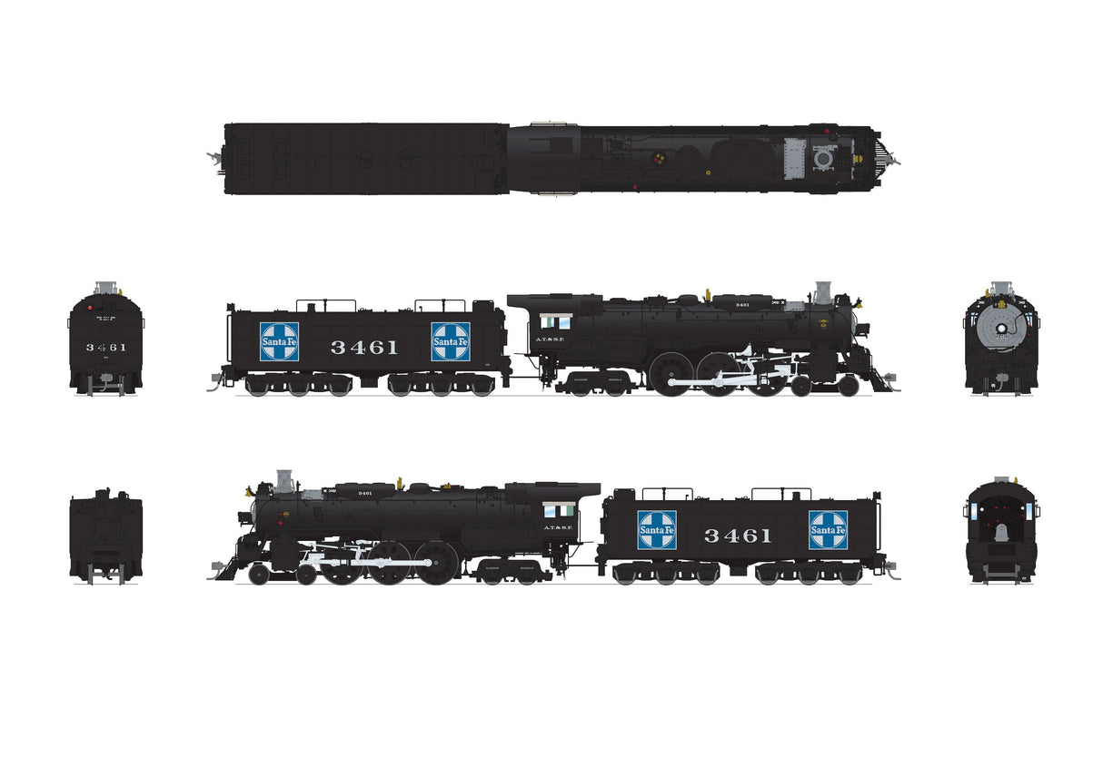 PREORDER Broadway Limited Imports HO 8872 3460 Class 4-6-4 Steam Locomotive, Atchison Topeka & Santa Fe "1940-1942" #3461 | 679.99