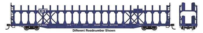 Walthers Mainline HO 8034 89' Flatcar with Bi-Level Open Auto Rack, GrandTrunk Western #304225
