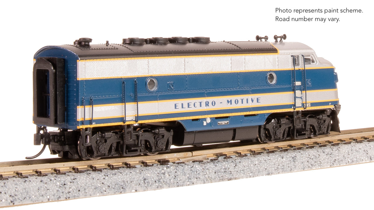 PREORDER Broadway Limited Imports N 9205 EMD F3 Diesel Locomotive A/B Set, Demonstrator (Blue & Aluminum) #754A1/754B1 (A-Unit Paragon4 Sound/DC/DCC Equipped)