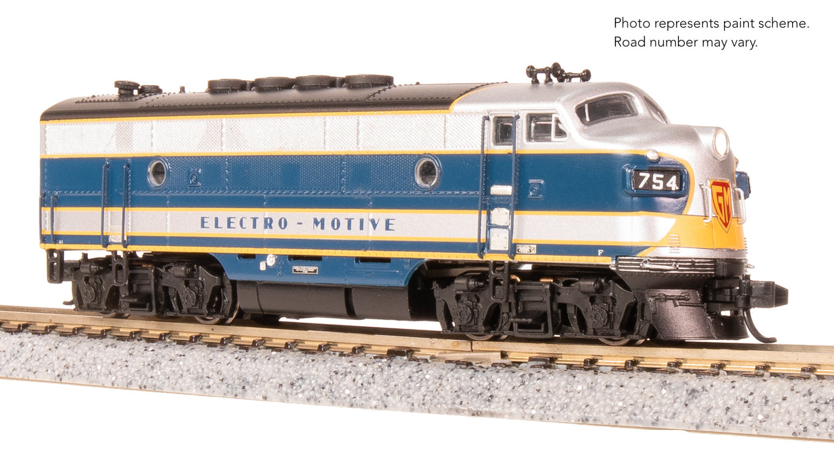 PREORDER Broadway Limited Imports N 9205 EMD F3 Diesel Locomotive A/B Set, Demonstrator (Blue & Aluminum) #754A1/754B1 (A-Unit Paragon4 Sound/DC/DCC Equipped)