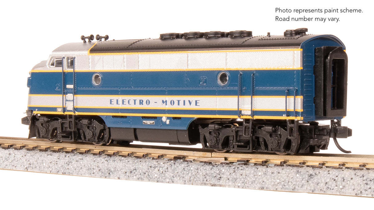 PREORDER Broadway Limited Imports N 9205 EMD F3 Diesel Locomotive A/B Set, Demonstrator (Blue & Aluminum) #754A1/754B1 (A-Unit Paragon4 Sound/DC/DCC Equipped)