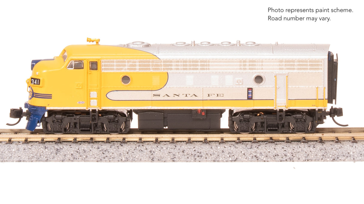 PREORDER Broadway Limited Imports N 9244 EMD F7A Diesel Locomotive, Atchison Topeka & Santa Fe (Yellow Warbonnet) #344 (Paragon4 Sound/DC/DCC Equipped)