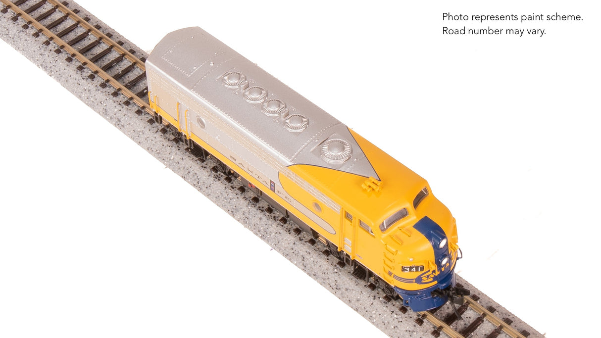PREORDER Broadway Limited Imports N 9244 EMD F7A Diesel Locomotive, Atchison Topeka & Santa Fe (Yellow Warbonnet) #344 (Paragon4 Sound/DC/DCC Equipped)